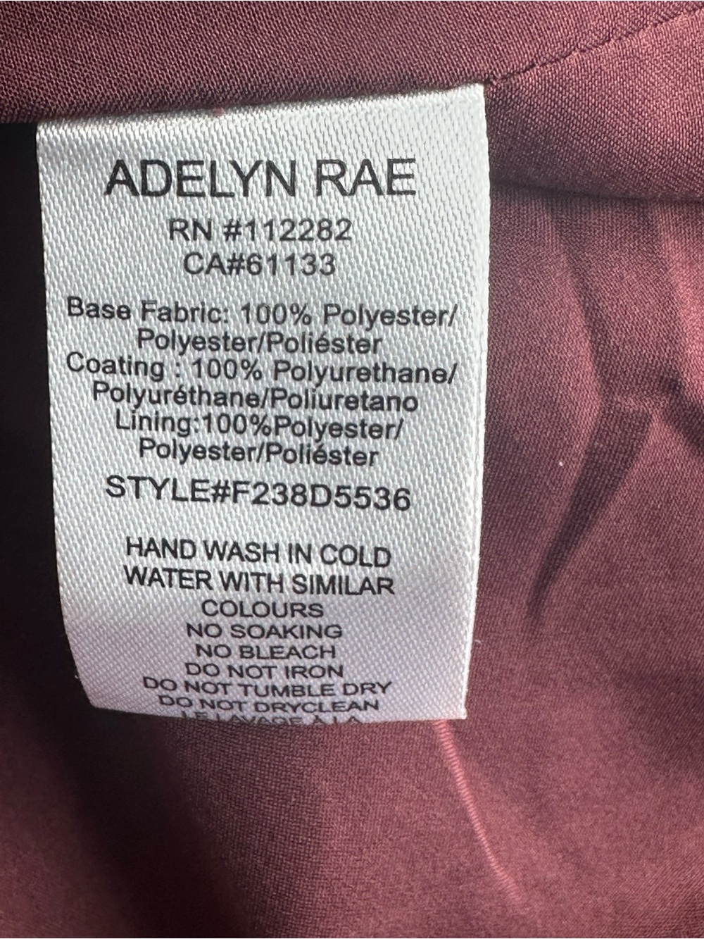 Adelyn Rae Burgundy Faux Leather V-Neck Mini Dress - Picture 5 of 5